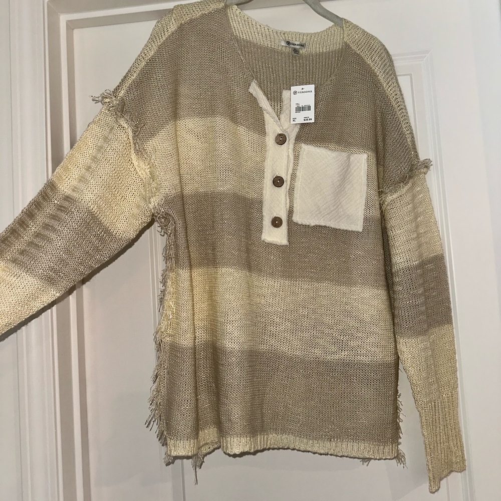 NWT Versona Tan and Cream Top